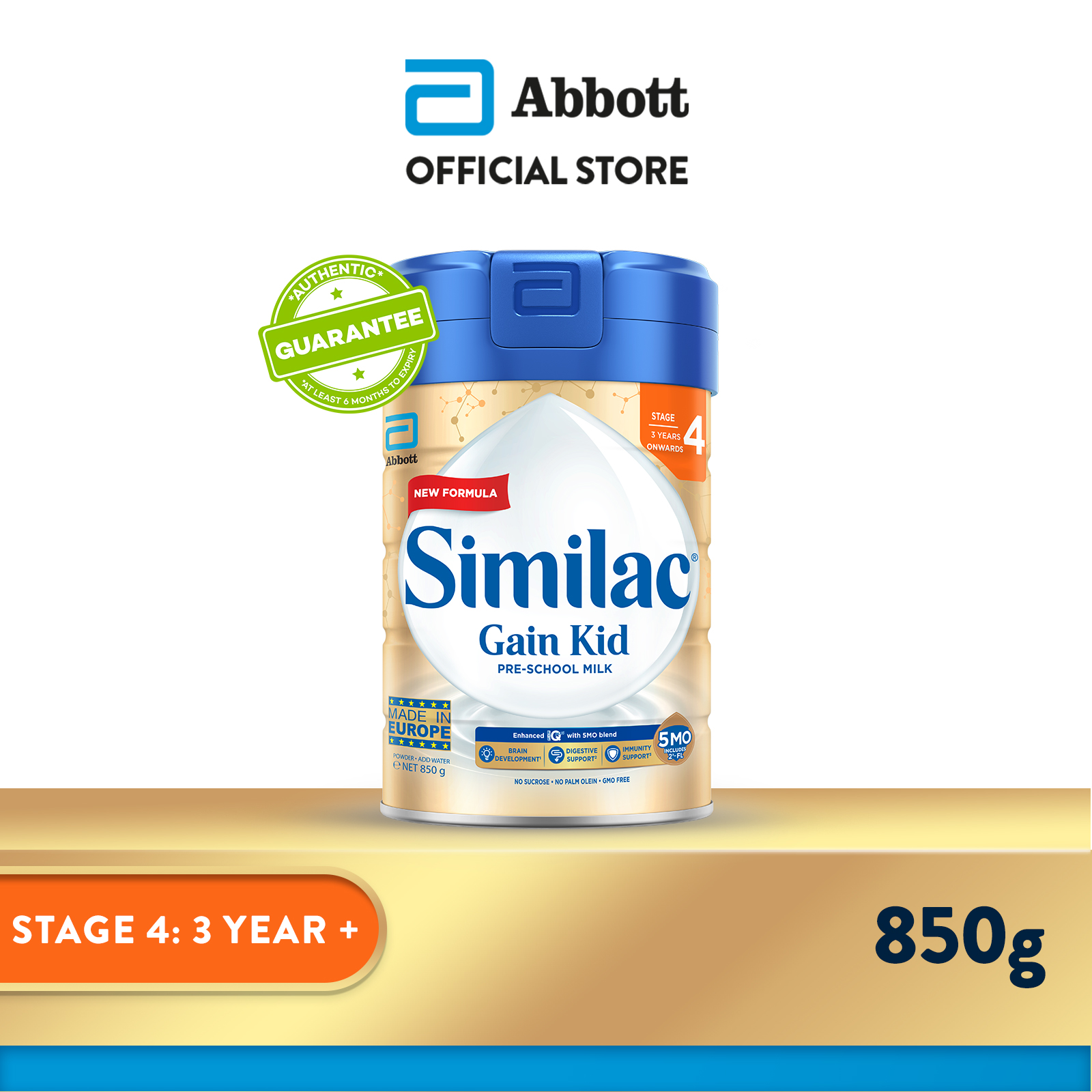 Similac Gain 5MO Stage 4 Kid Pre-school Milk Powder Formula 850g (3 years onwards)