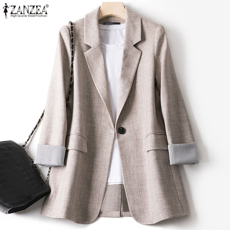 ZANZEA Women Elegant Commute Long Sleeve Blazer Lapel Formal OL Loose Versatile Suits #2